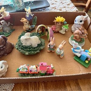 Easter Bunny Figurine Assortment - White, Brown, Pink